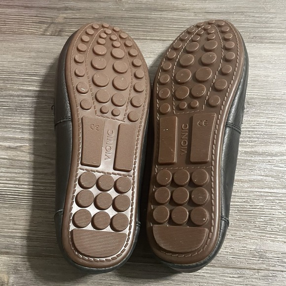 VIONIC Virginia Black Bow Leather Slip On Shoe Moccasin Size 8.5 Driving Loafer - Picture 10 of 12